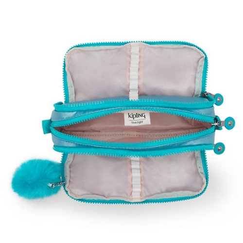 Kipling Gitroy Metallic Pencil Case Pouches Beige Turquoise | US95ZUFGD