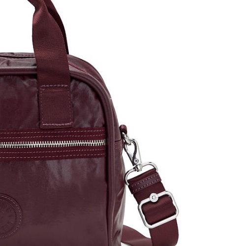 Kipling Hadya Metallic Shoulder Bags Burgundy | US93QKZIX