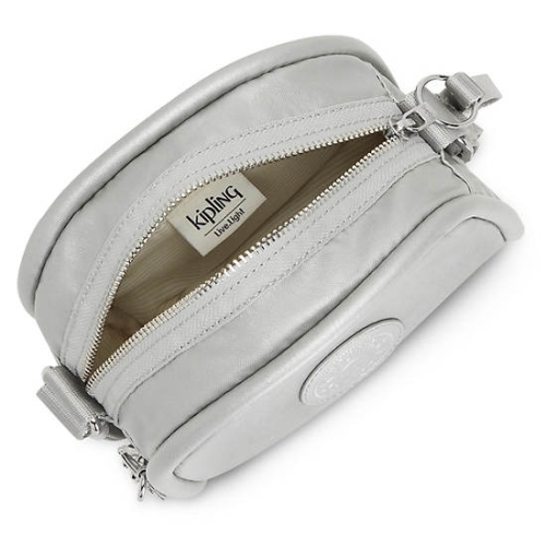 Kipling Jesper Metallic Crossbody Bags Silver | US30ARQZW