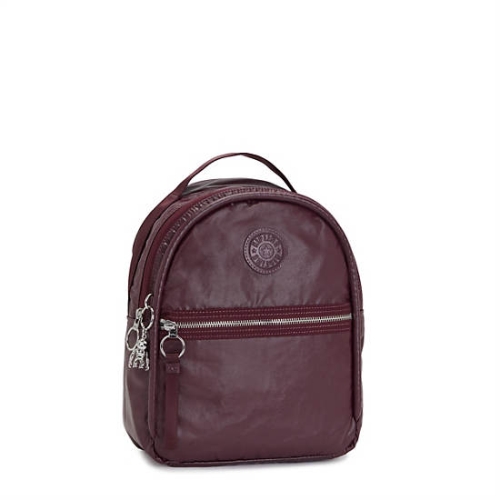 Kipling Kae Classic Metallic Backpacks Burgundy | US32HLORF