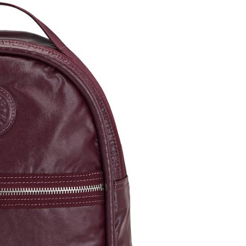 Kipling Kae Classic Metallic Backpacks Burgundy | US32HLORF