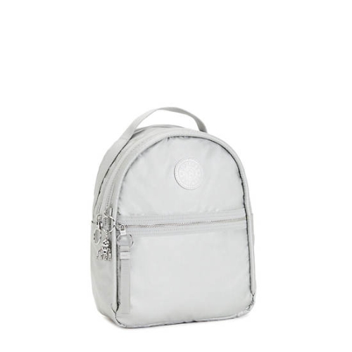 Kipling Kae Classic Metallic Backpacks Silver | US62DTLQY