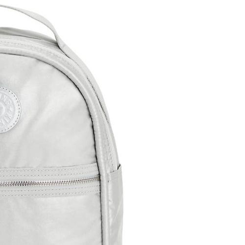 Kipling Kae Classic Metallic Backpacks Silver | US62DTLQY