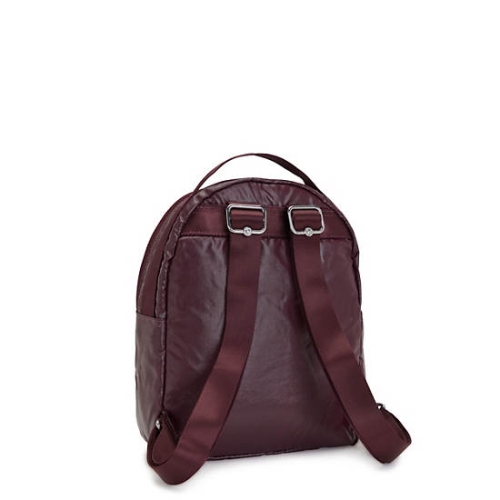 Kipling Kae Metallic Backpacks Burgundy | US58ZCNWB