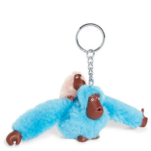 Kipling Mom And Baby Classic Monkey Keychains Blue | US30EAGFK