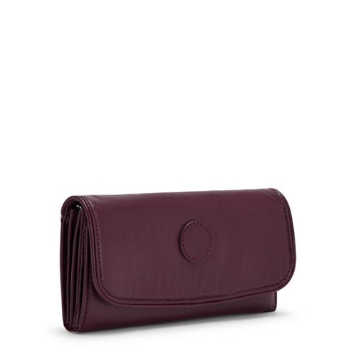 Kipling Money Land Metallic Snap Wallets Burgundy | US73EZMDI