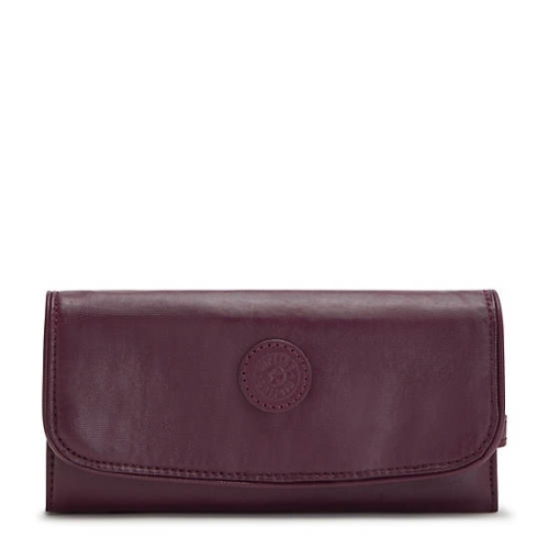 Kipling Money Land Metallic Snap Wallets Burgundy | US73EZMDI