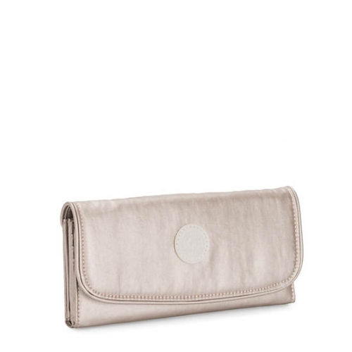 Kipling Money Land Metallic Snap Wallets Beige | US92NIAHJ