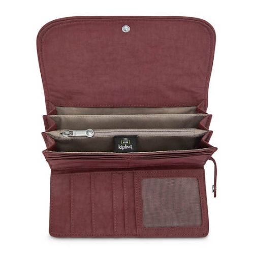 Kipling Money Land Snap Wallets Burgundy | US38SDYHI