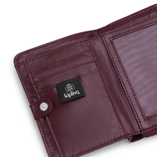 Kipling Money Love Metallic Small Wallets Burgundy | US40MTEFV