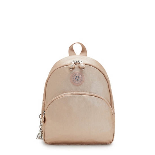 Kipling Paola Small Metallic Backpacks Gold | US69CFTIW