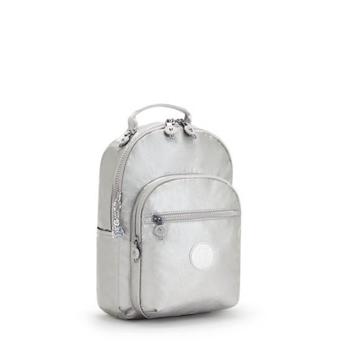 Kipling Seoul Small Metallic Tablet Backpacks Silver | US03XLYHB