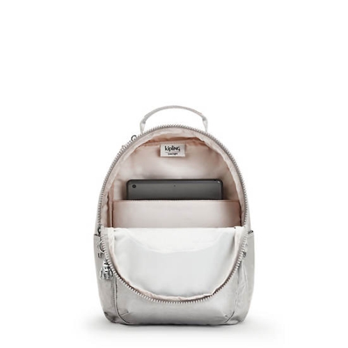 Kipling Seoul Small Metallic Tablet Backpacks Silver | US03XLYHB