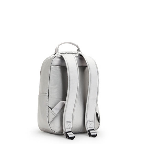 Kipling Seoul Small Metallic Tablet Backpacks Silver | US03XLYHB