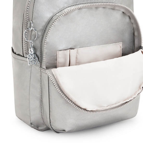 Kipling Seoul Small Metallic Tablet Backpacks Silver | US03XLYHB