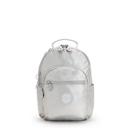 Kipling Seoul Small Metallic Tablet Backpacks Silver | US03XLYHB