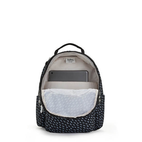 Kipling Seoul Small Printed Tablet Backpacks Black | US62TZJRO