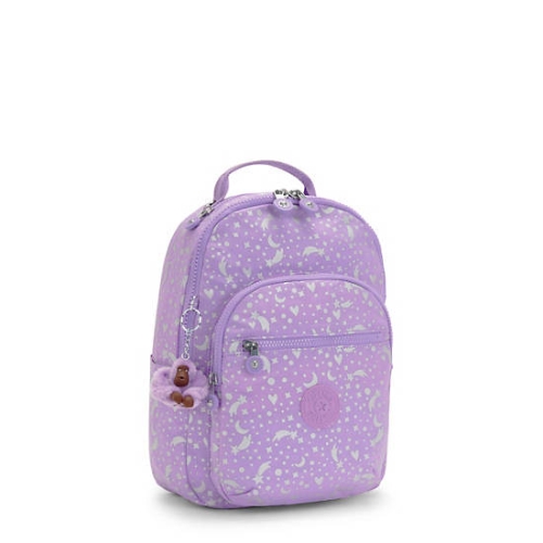 Kipling Seoul Small Printed Tablet Backpacks Purple | US98CAZVJ