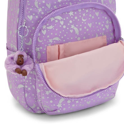 Kipling Seoul Small Printed Tablet Backpacks Purple | US98CAZVJ