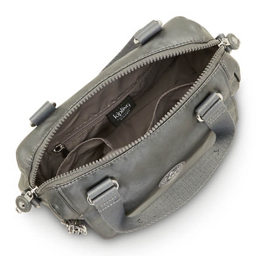 Kipling Zeva Metallic Handbags Grey | US42KACFJ