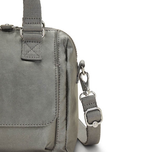 Kipling Zeva Metallic Handbags Grey | US42KACFJ